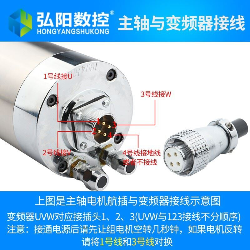 雕刻机主轴电机高速水冷圆形动力头1.5/2.2/3.2/5.5KW顺通电主轴 - 图2