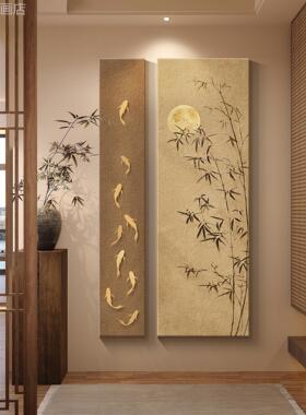 墨竹图玄关装饰学画入户对门鱼走廊尽图头壁正画宋氏美民宿挂画定