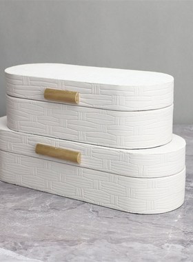 现代简约白色饰品收纳盒储物盒样C板房售楼部卧室客厅餐厅书房摆