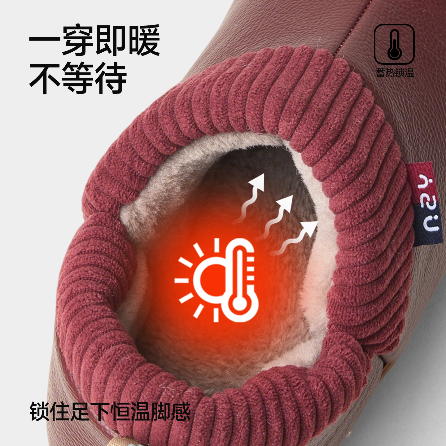 老年人棉鞋女冬季室内外穿家居家用保暖防滑包跟防水加绒棉拖鞋男 - 图1