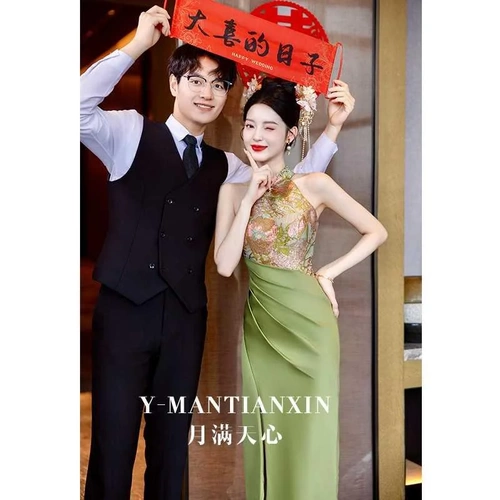 Летнее ципао, элегантное свадебное платье, вечернее платье, китайский стиль, изысканный стиль