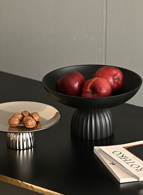 北欧简约金属铝制j高脚水果盘现代轻奢样板间酒店客厅餐厅托盘摆