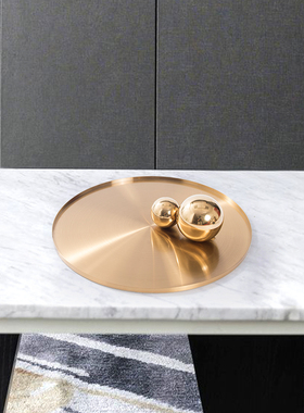 现代简约金属北欧不锈钢托盘样板房软装饰品N轻奢时尚客厅茶几摆
