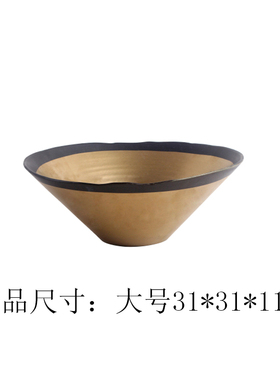 现代新中式轻奢陶瓷黑金小果盘摆件创G意样板间酒店客厅家居装饰