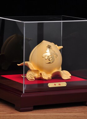 绒沙金寿桃摆件大寿桃工艺品送爷爷F奶奶老人生日大寿祝寿贺寿礼