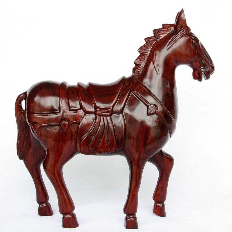 马到成功红木雕刻工艺品摆件 战国古马实木质12十二生肖马装饰品 - 图3