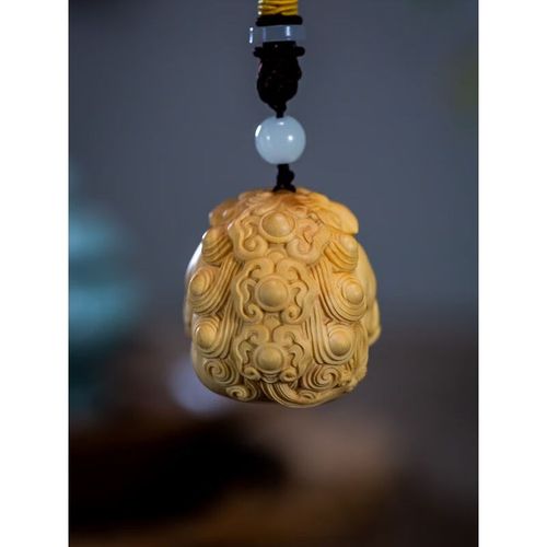 黄杨木手把件小叶黄杨木雕刻随身盘玩貔貅抱球O手把件男士文玩貔 - 图0