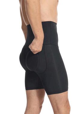 Men's Solid High Waist Shapewear Shorts, Tummy Control Shape