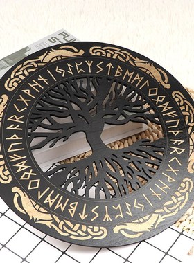 维京装饰维京人木制墙r壁艺术北欧装饰北欧维京人符文符标志