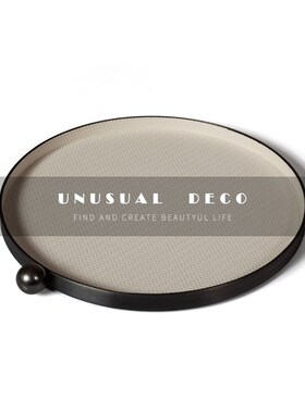 简约现代皮革圆形托盘客厅茶几书桌收纳摆L件酒店样板间售楼部摆