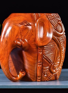 花梨木雕刻大象i凳子家用实木象凳客厅小孩儿童换鞋凳招财象工艺