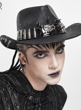 Devil fashion恶魔时尚 长短尖钉装饰朋克牛仔帽哥特头饰AS265A