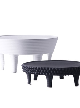 现代新中式北欧风格高脚圆t形托盘陶瓷黑白色客厅电视柜水果盘摆