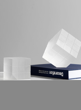 创意艺术魔方小摆件水晶轻奢客厅办公室电视柜桌面玄关.家居装饰