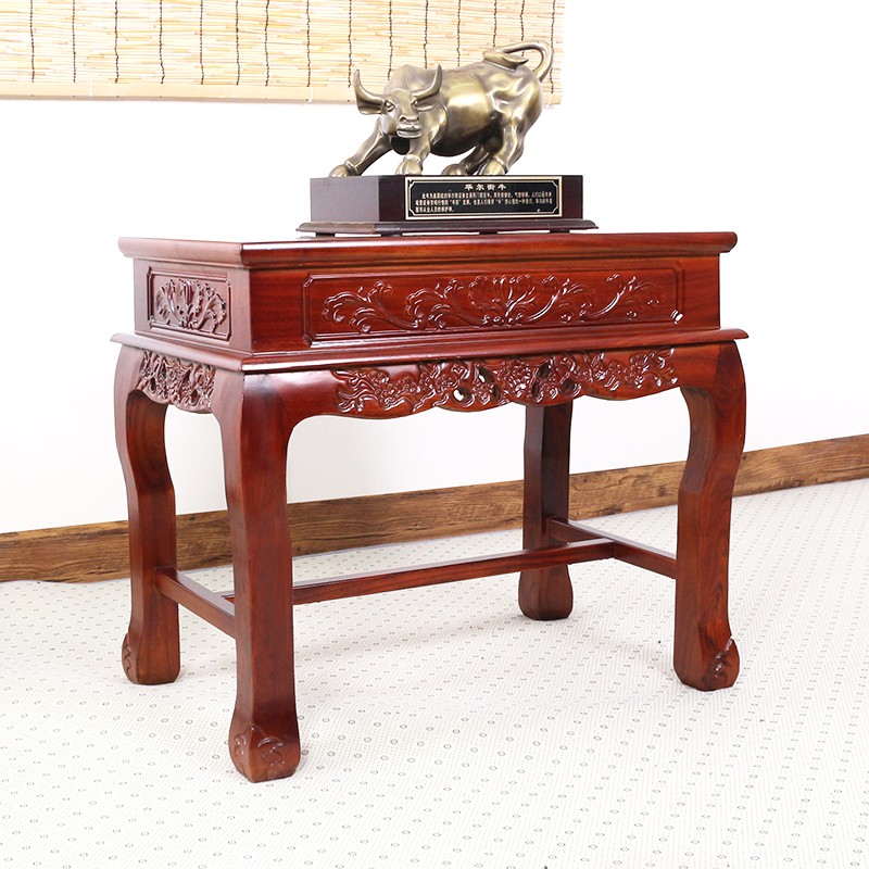 品质仿古典榆木茶几中式方形实木质花架边几花盆架盆景飘窗桌矮桌 - 图1