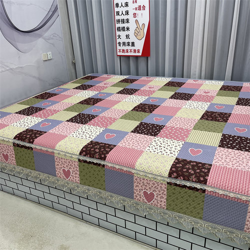 花边多功能四季床盖炕盖三层夹棉榻榻米双人床单农村炕垫双面铺盖 - 图0