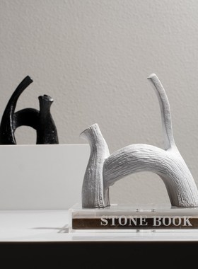 抽象艺术几何猫摆件北欧ins风客厅酒柜电视柜装S饰样板间意式极简