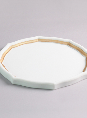 欧式家居蓝色八角装饰托盘摆件现代简约新中式黑白U茶几餐桌收纳