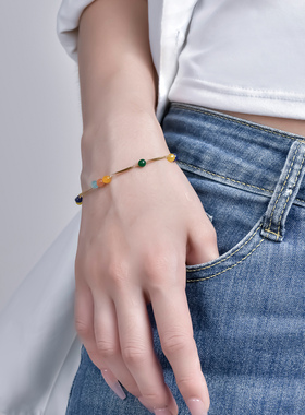 朗同 串珠手链法式INS风复古高级感网红同款手链多巴胺电音风饰品