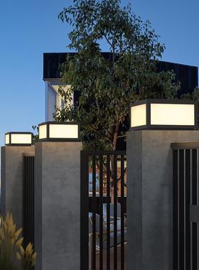 太阳能柱头灯现代简约户外防水庭院灯室外别墅围墙花园柱子灯柱灯