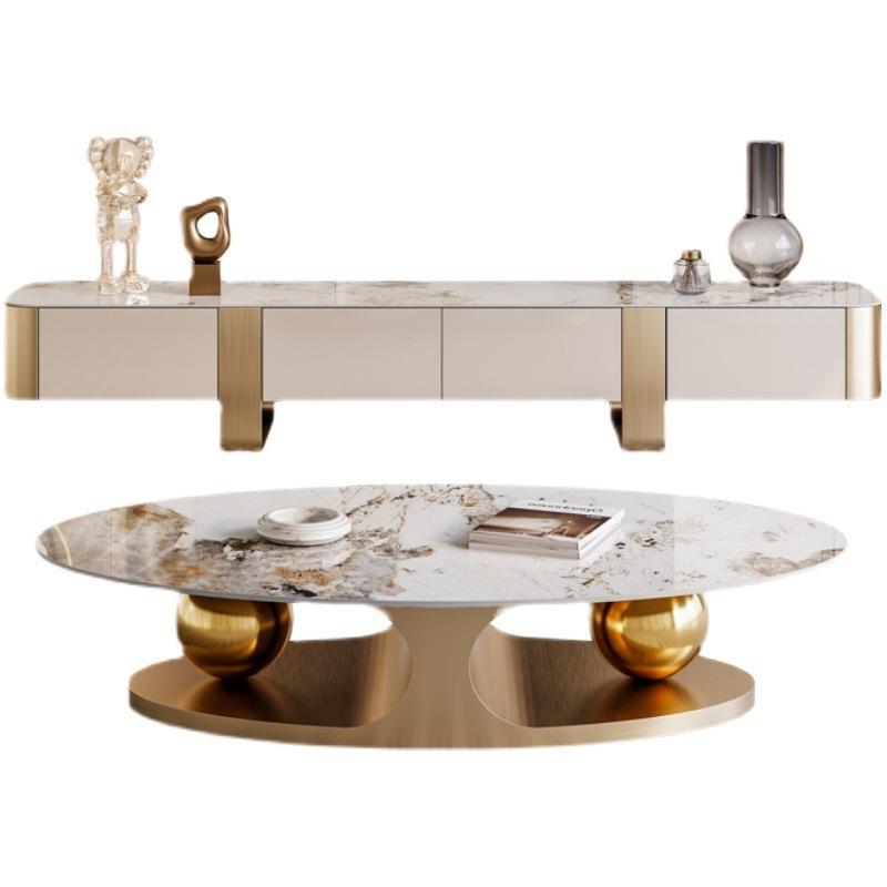 意式极简高端客厅家用圆茶几电视柜组合现代简约轻奢大小户型家具 - 图3