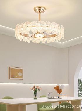 法式风扇灯轻奢水晶客厅吊扇灯现代简约2024年新款餐厅主卧室灯具