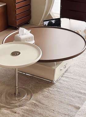 法式奶油复古茶几小户型亚克力圆形现代家用客厅简约组合新款网红