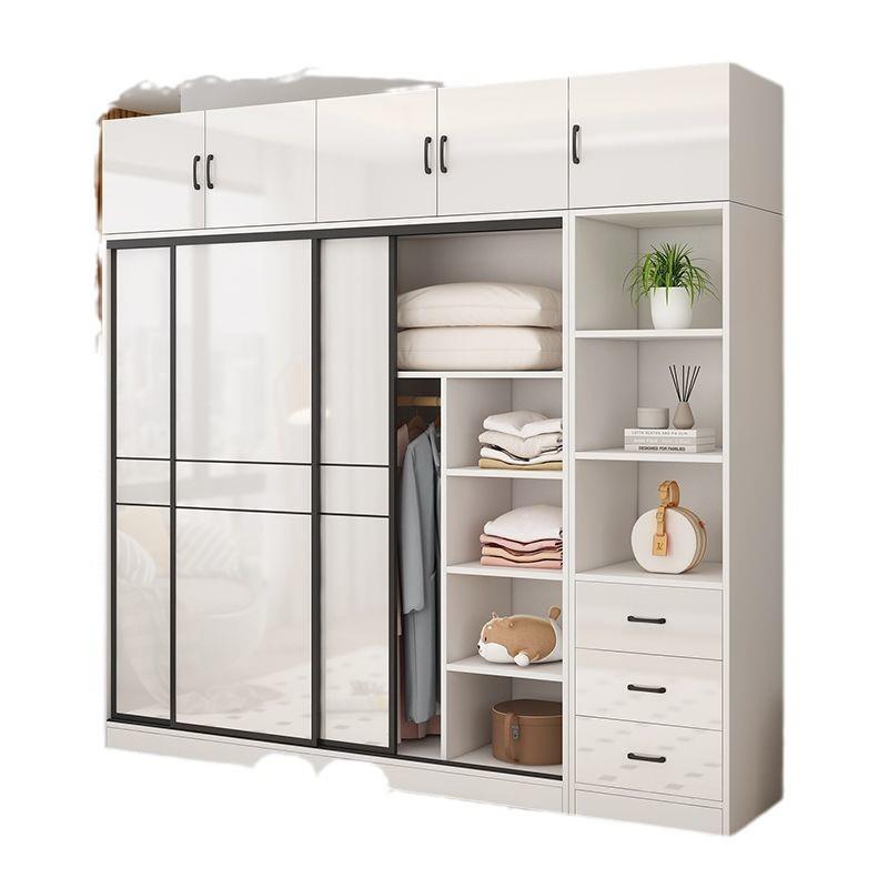 智赏衣柜家用卧室推拉门衣橱现代简约经济型亮面储物简易组装移门 - 图3