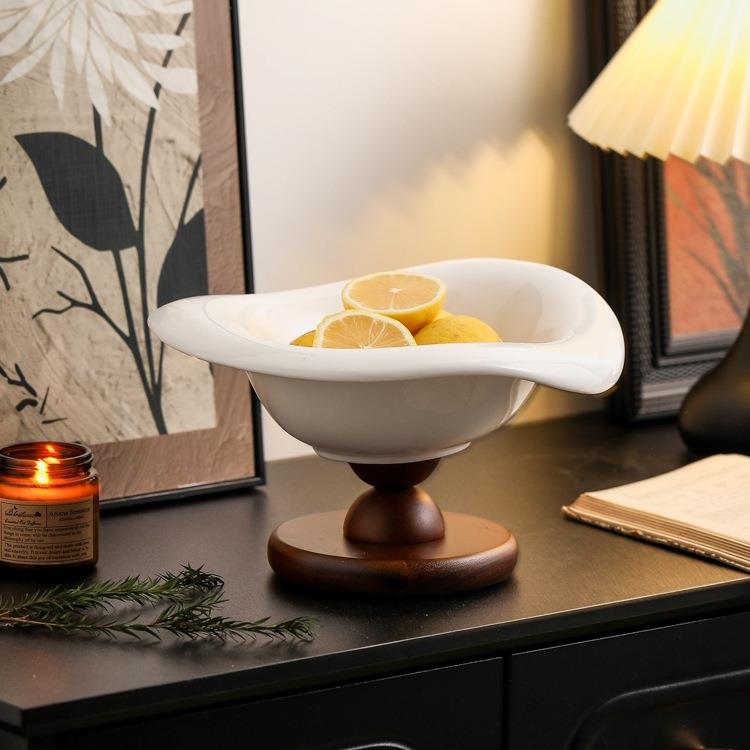 异形桌面糖干果盘高脚复古风水果碗桌面装饰果盘客厅中古风水果盘 - 图1