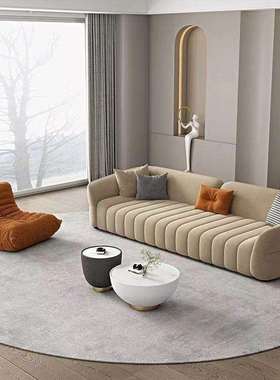 轻奢布艺沙发意式奶油风小户型客厅现代简约设计师款云朵绒布沙发