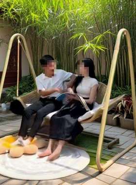 户外秋千椅阳台庭院休闲铁艺藤编座椅吊床摇椅阳台网红家用秋千椅