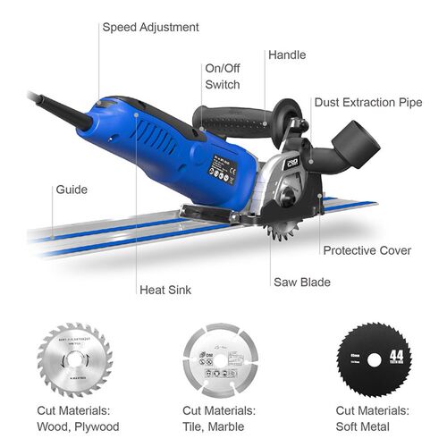 500Wa Mini Circular Saw 120/220V Wood Cutter 3 Blades Adjust - 图1