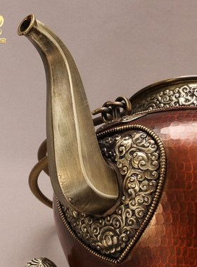 藏式红铜酥油茶壶尼泊尔手工净水壶铜茶壶水壶酒T壶敬水壶西藏摆