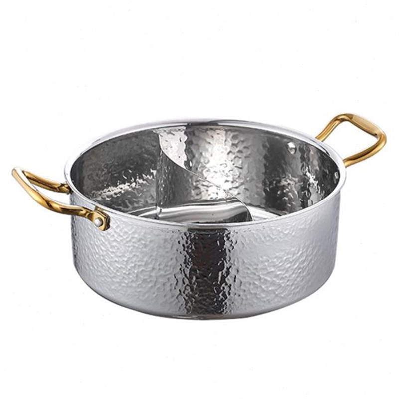 锤纹304不锈钢鸳鸯锅加u厚加深火锅锅三层钢大容量覆合底汤锅商用 - 图3