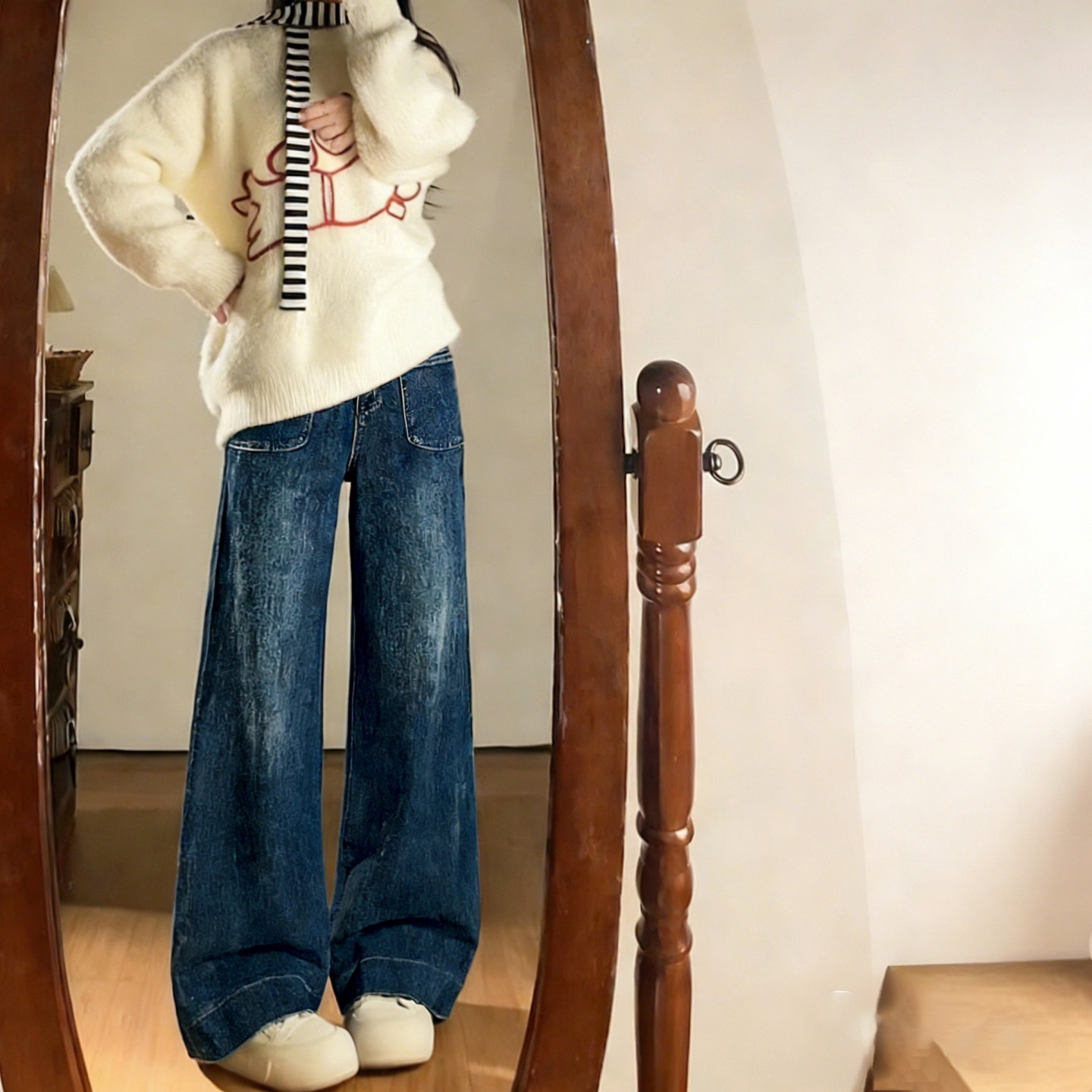 300斤大码女装胖mm设计感阔腿牛仔裤女高腰显瘦遮胯百搭直筒裤子,淘宝优惠券,粉丝福利购,淘宝优惠卷