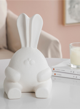 现代简约创意样板房儿童书柜家居软装饰品卡通兔S子陶瓷工艺品摆