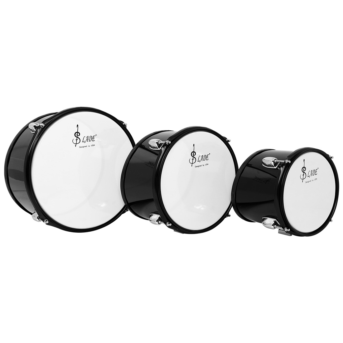 SLADE三联鼓带背架调节行进鼓多联鼓多音鼓黑色小军鼓天巴鼓3连鼓 - 图2