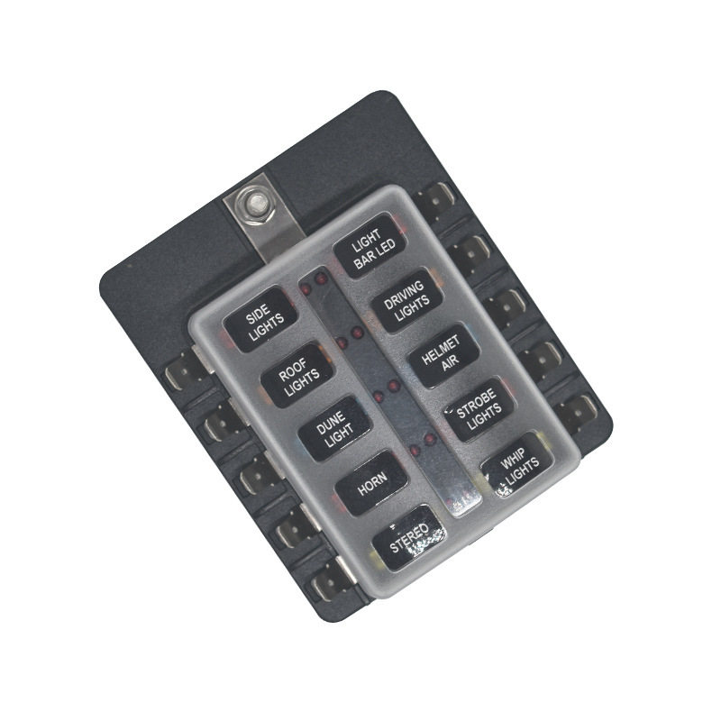 汽车房车改装保险丝盒 带LED灯保险盒 带正极插片式10路保险丝座,淘宝优惠券,粉丝福利购,淘宝优惠卷