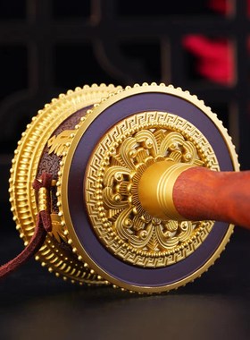 德田新款手e摇转金轮手持静音手动转轮六字观音办公转金筒桌面摆