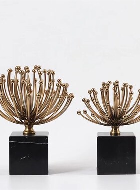 现代花蕊摆件大理石r样板房简约客厅摆设美式家居饰品装饰