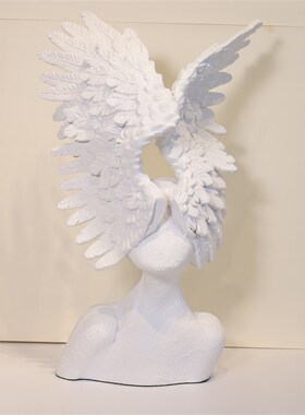 现代轻奢天使翅膀人像雕塑售y楼处玄关电视柜装饰艺术工艺品摆设