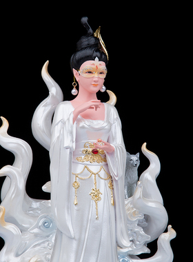 九尾娘娘神c像树脂九尾九姑娘像灵狐像白狐像青丘妲己女神招财摆