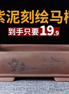 宜兴紫砂花盆长方形清仓特价特大号底座托盘盆景盆简约绿植小陶瓷