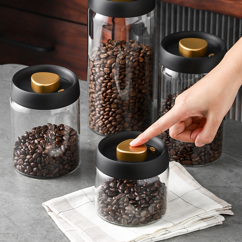 川岛屋咖啡豆保存罐真空密封罐玻璃陈皮H奶粉储存罐茶叶收纳储物 - 图0