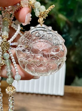 天然全净体绿幽灵精雕祈愿修仙狐幽灵层层升起事业财富高升毛衣链