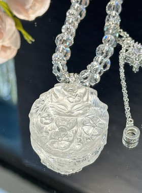 天然白水晶苏苏狐狸吊坠双面雕刻可爱九尾狐牌搭配万能百搭珠链