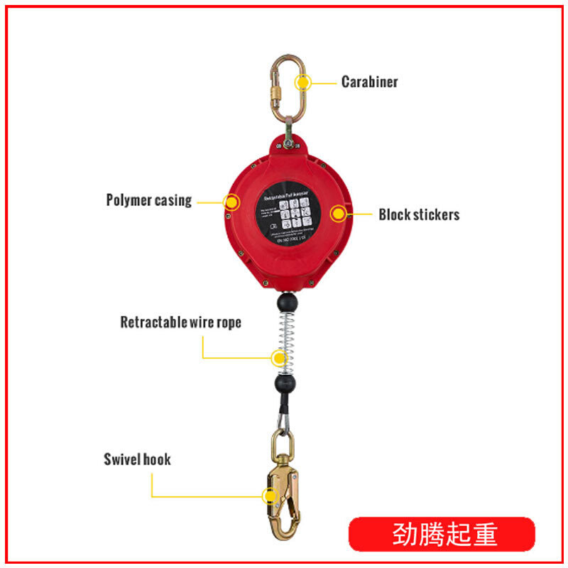 人体防坠器钢丝绳防坠器10M高空缓降器自控速差器6M坠落防护 - 图1