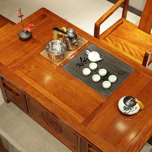 中式实木茶桌椅组合办公茶几套装会客厅喝茶桌格木花梨木功夫茶台 - 图1