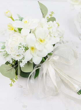 亚马逊热卖款仿真新娘伴娘手捧花复古风格婚礼花束玫瑰结婚花束