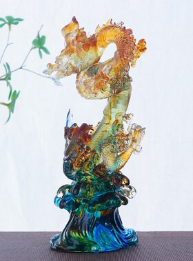 极速古法b琉璃飞龙在天工艺品店铺招财桌面装饰摆件乔迁开业风水